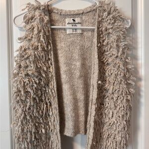 Abercrombie Kids Cream Cardigan with Shaggy Texture